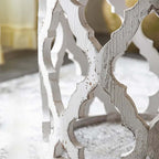 French-Style End Table With Tray Top, White & Natural