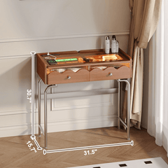 French Style Solid Wood Makeup Vanity with Touch LED Lighting