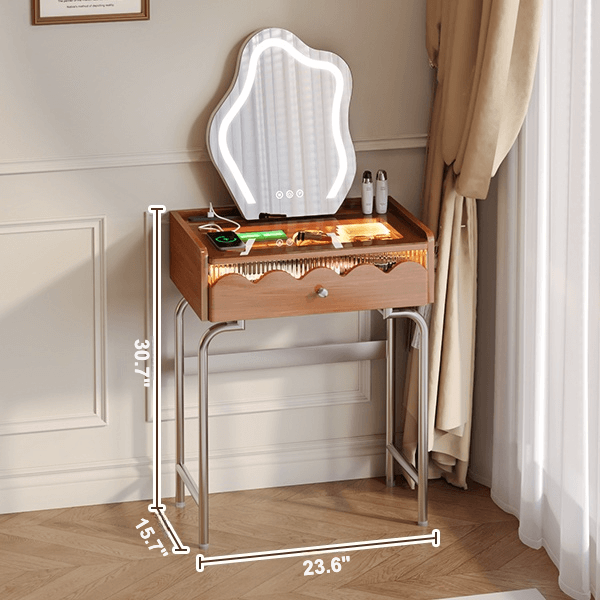 French Style Solid Wood Makeup Vanity with Touch LED Lighting Image principale du produit