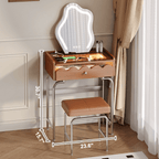 French Style Solid Wood Makeup Vanity with Touch LED Lighting