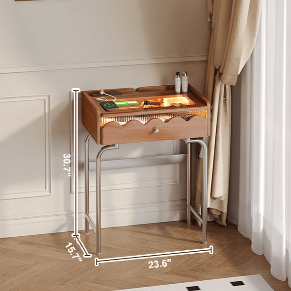 French Style Solid Wood Makeup Vanity with Touch LED Lighting