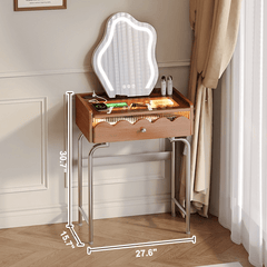French Style Solid Wood Makeup Vanity with Touch LED Lighting