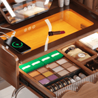 French Style Solid Wood Makeup Vanity with Touch LED Lighting