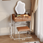 French Style Solid Wood Makeup Vanity with Touch LED Lighting