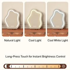 French Style Solid Wood Makeup Vanity with Touch LED Lighting