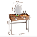 French Style Solid Wood Makeup Vanity with Touch LED Lighting Dimensions