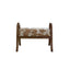 French Vintage Ash Wood Footstool with Curved Frame and Upholstered Seat