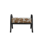 French Vintage Ash Wood Footstool with Curved Frame and Upholstered Seat