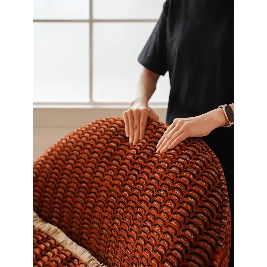 French Vintage Fringe Chair with Woven Texture and Cocooned Lounge Comfort
