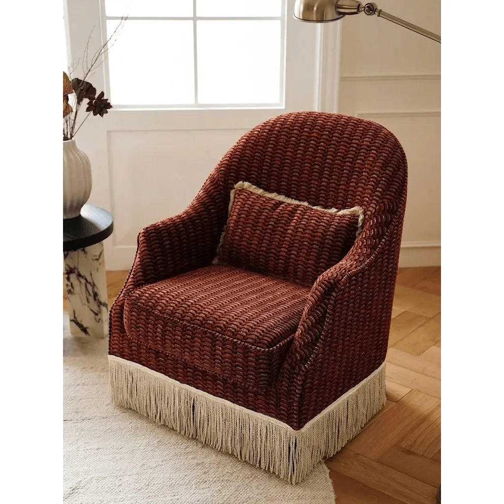 French Vintage Fringe Chair with Woven Texture and Cocooned Lounge Comfort Secondary image