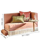 French Vintage Fringe Chaise Lounge With Wraparound Back and Washable Linen Blend Dimensions