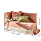 French Vintage Fringe Chaise Lounge With Wraparound Back and Washable Linen Blend Dimensions