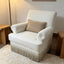 French Vintage Fringe Sofa Series in Cream Sherpa With Wraparound Form