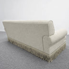 French Vintage Fringe Sofa Series in Cream Sherpa With Wraparound Form