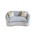 French Vintage Fringe Sofa with Tufted Velvet Curves for Living Room