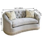 French Vintage Fringe Sofa with Tufted Velvet Curves for Living Room Dimensions