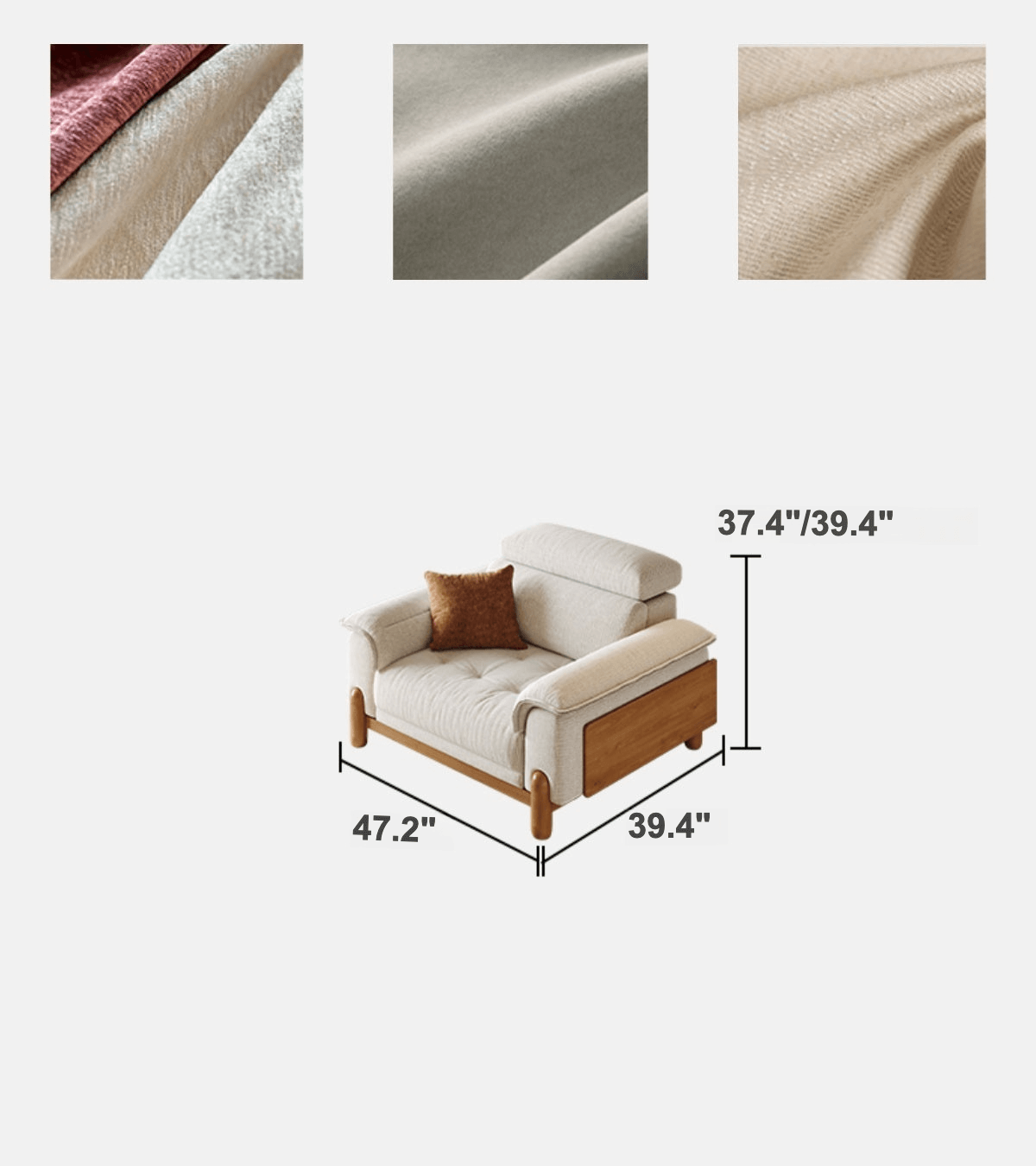 French Vintage Green Sofa with Solid Ash Wood Frame