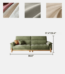 French Vintage Green Sofa with Solid Ash Wood Frame