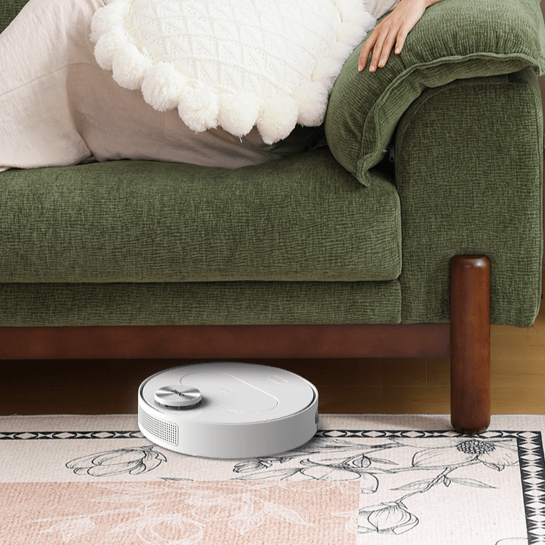 French Vintage Green Sofa with Solid Ash Wood Frame