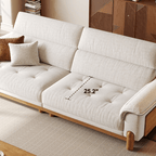 French Vintage Green Sofa with Solid Ash Wood Frame