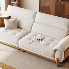 French Vintage Green Sofa with Solid Ash Wood Frame