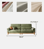 French Vintage Green Sofa with Solid Ash Wood Frame