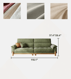 French Vintage Green Sofa with Solid Ash Wood Frame