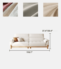 French Vintage Green Sofa with Solid Ash Wood Frame