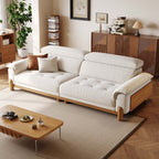 French Vintage Green Sofa with Solid Ash Wood Frame