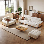 French Vintage Green Sofa with Solid Ash Wood Frame