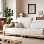 French Vintage Green Sofa with Solid Ash Wood Frame