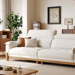 French Vintage Green Sofa with Solid Ash Wood Frame