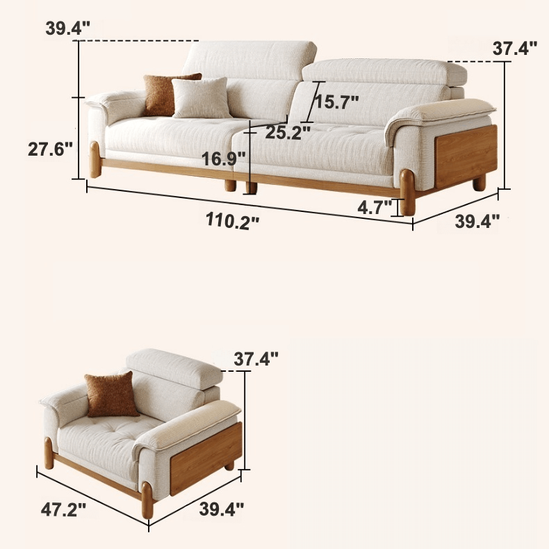 French Vintage Green Sofa with Solid Ash Wood Frame Dimensions