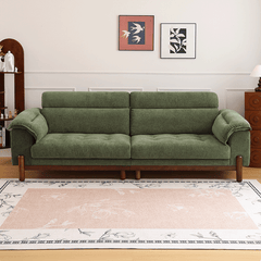 French Vintage Green Sofa with Solid Ash Wood Frame Main Product Image