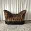 French Vintage Leopard Print Sofa with Tufted Velvet and Curved Arms Main Product Image