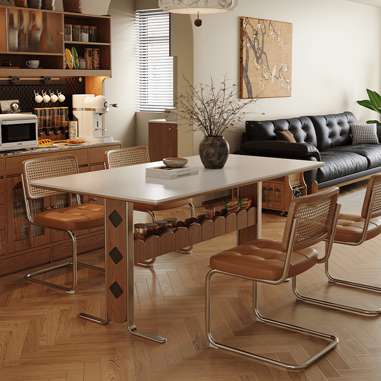 French Vintage Sintered Stone Dining Table With Storage