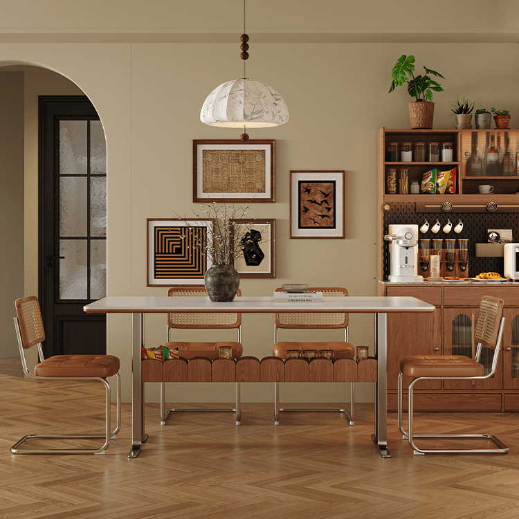 French Vintage Sintered Stone Dining Table With Storage Secondary image