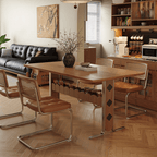 French Vintage Sintered Stone Dining Table With Storage