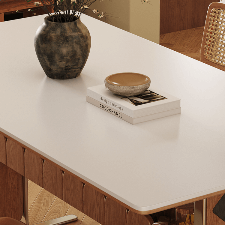 French Vintage Sintered Stone Dining Table With Storage