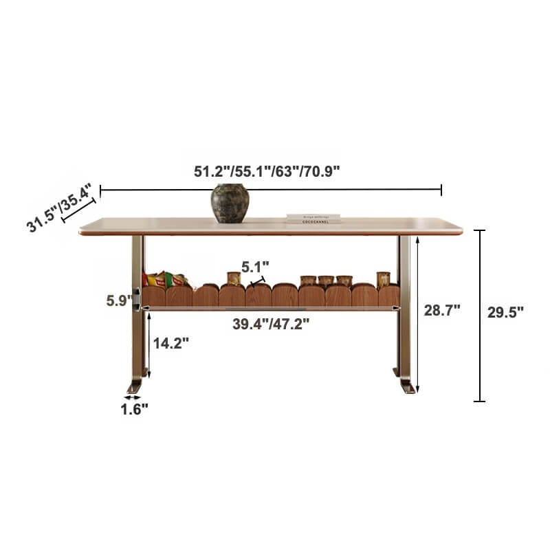 French Vintage Sintered Stone Dining Table With Storage Dimensions