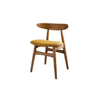 French Vintage Solid Ash Wood Dining Chair with Linen Upholstery
