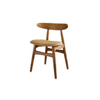 French Vintage Solid Ash Wood Dining Chair with Linen Upholstery