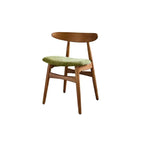 French Vintage Solid Ash Wood Dining Chair with Linen Upholstery