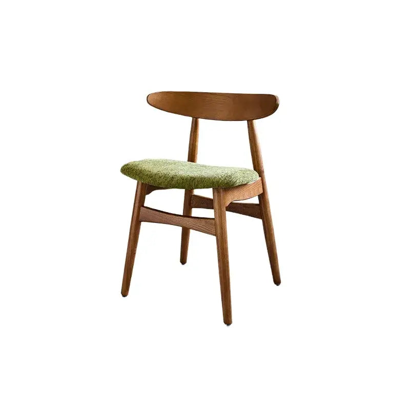 French Vintage Solid Ash Wood Dining Chair with Linen Upholstery
