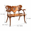 French Vintage Solid Wood Carved Bench with Wave Back and Curved Arms Dimensions
