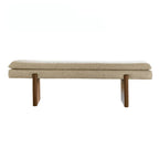 French Vintage Solid Wood Fabric Bench with Tailored Cushion Layers