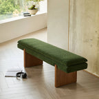 French Vintage Solid Wood Fabric Bench with Tailored Cushion Layers