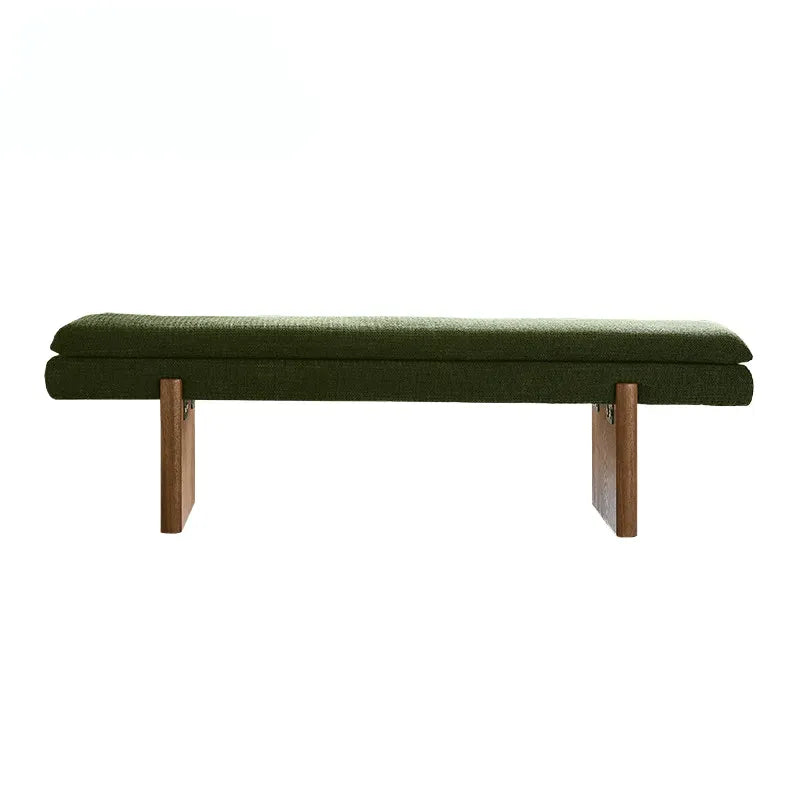 French Vintage Solid Wood Fabric Bench with Tailored Cushion Layers