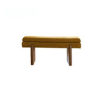 French Vintage Solid Wood Fabric Bench with Tailored Cushion Layers
