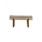 French Vintage Solid Wood Fabric Bench with Tailored Cushion Layers
